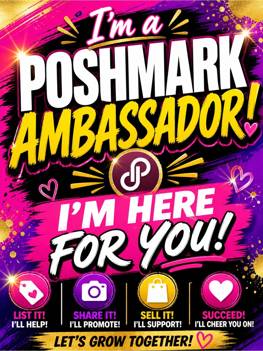 Poshmark Ambassador Promotional Poster - Pink, Yellow, Purple